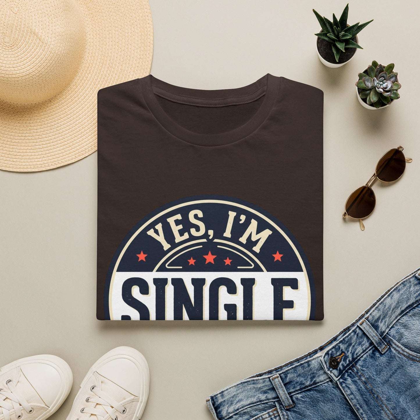 "Yes, I’m Single" Graphic Tee - Single Badge T-Shirt
