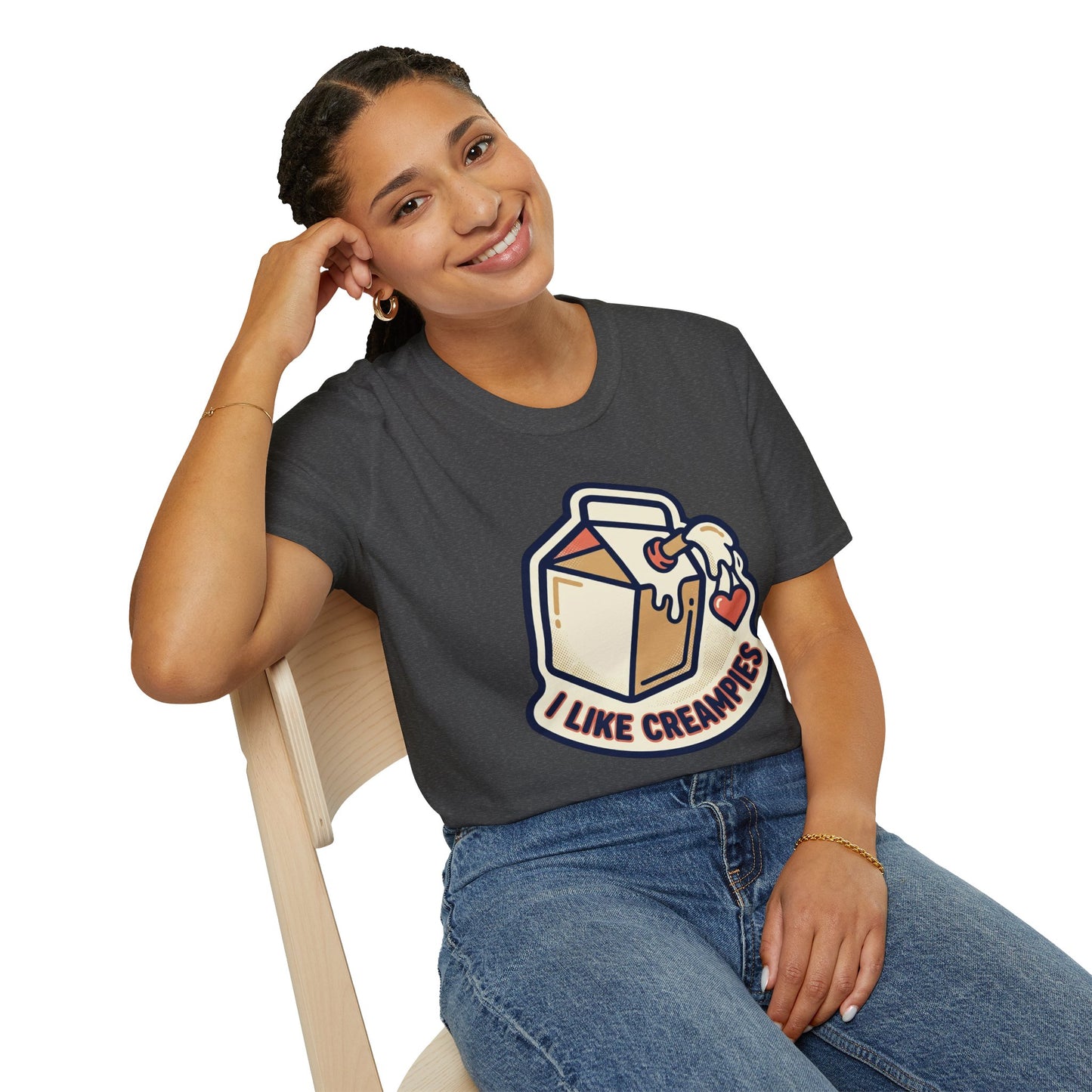 Cream Pie Cartoon T-Shirt — "I Like Creampies" Retro Milk Carton Graphic Tee