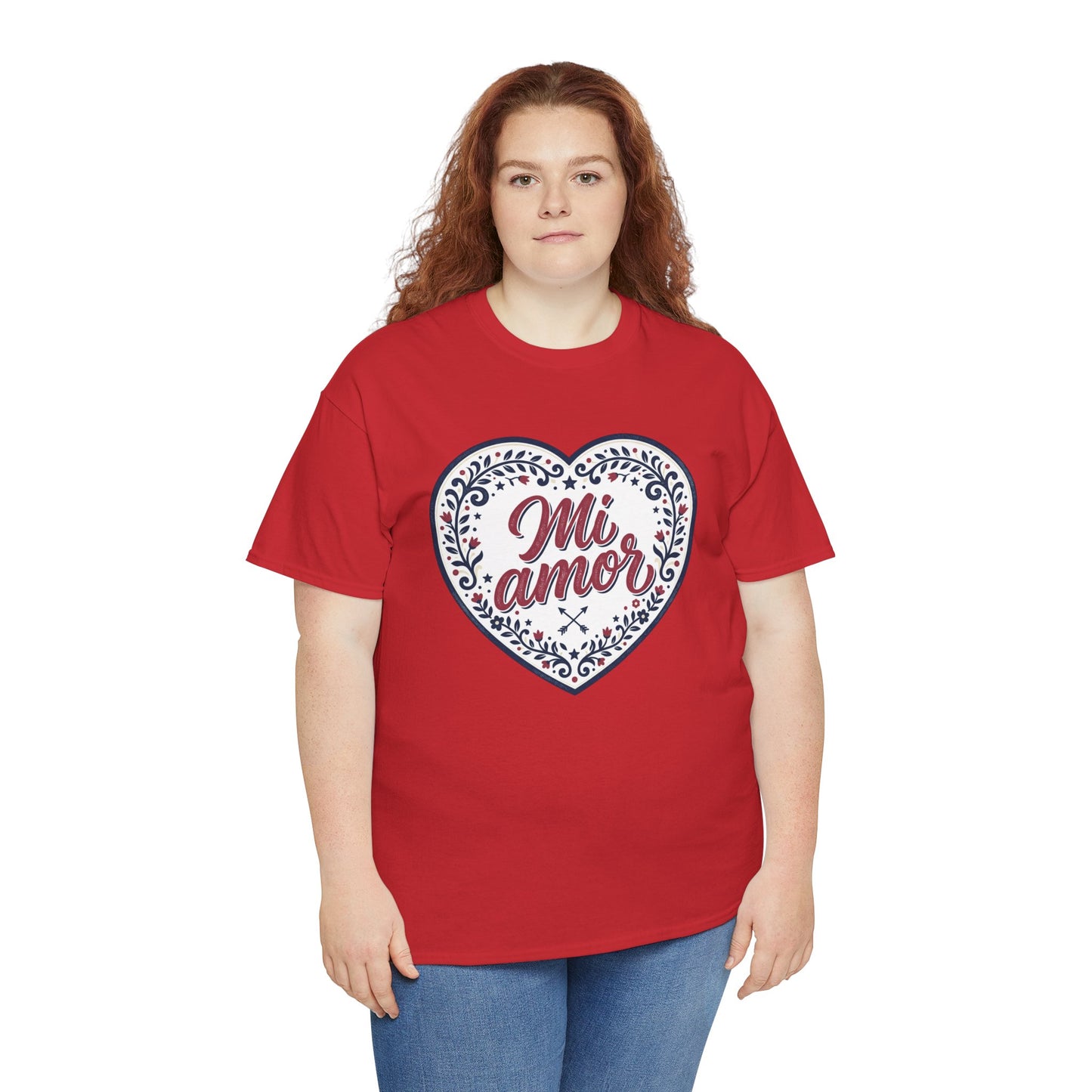 Mi Amor Heart T-Shirt — Romantic Floral Graphic Tee for Valentine’s Day