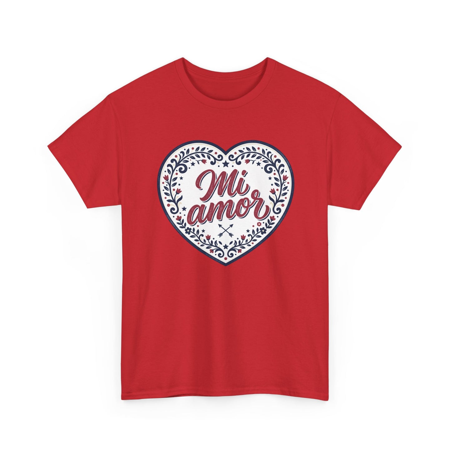 Mi Amor Heart T-Shirt — Romantic Floral Graphic Tee for Valentine’s Day