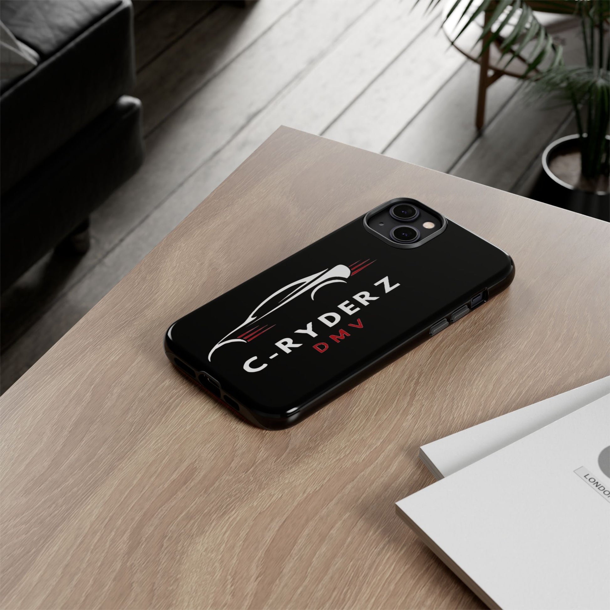 C-Ryderz DMV Black Slim Phone Case — Sporty Car Silhouette Protective Cover Printify