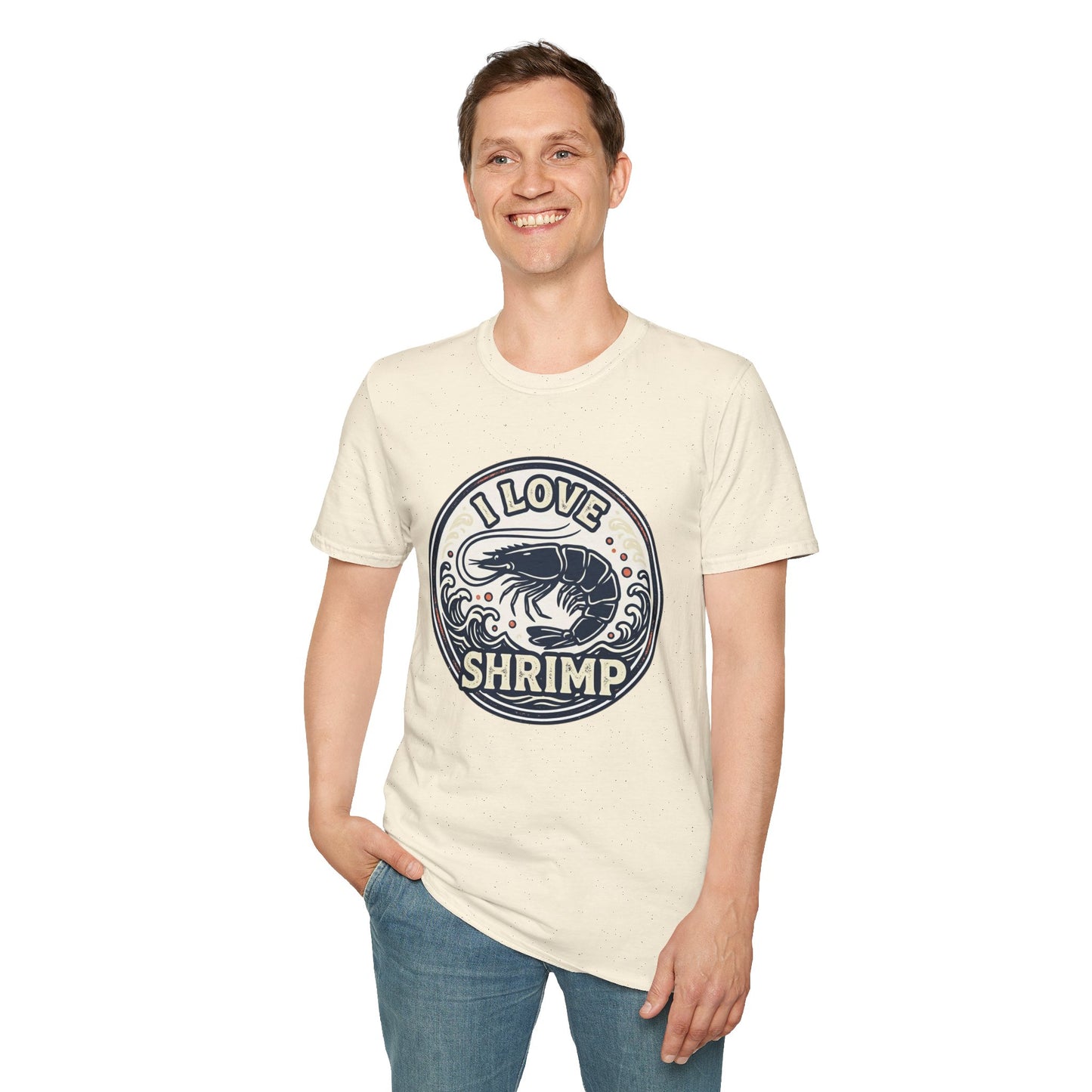 I Love Shrimp T-Shirt — Retro Seafood Crew Tee