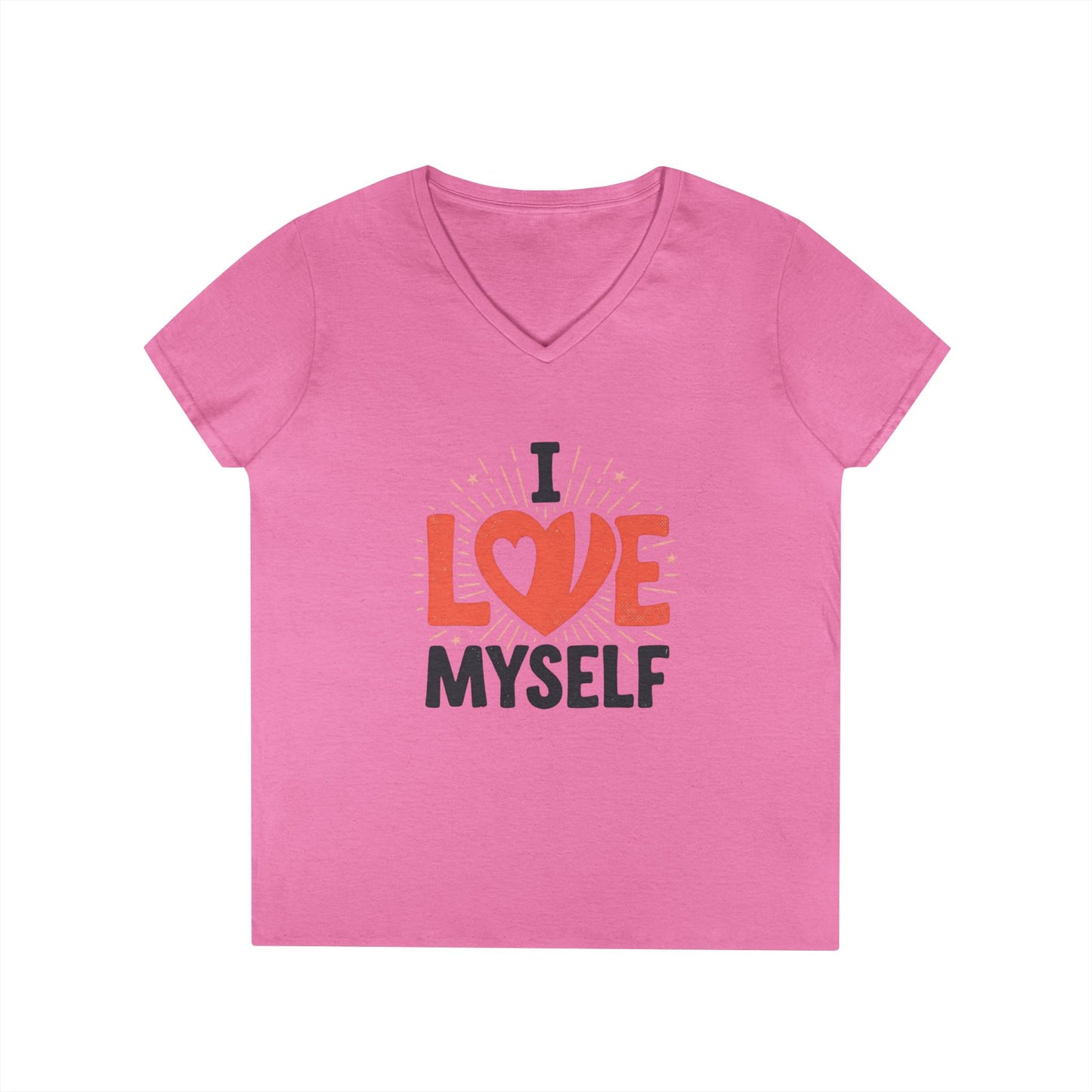 I Love Myself V-Neck Tee — Self-Love Women's T-Shirt Printify
