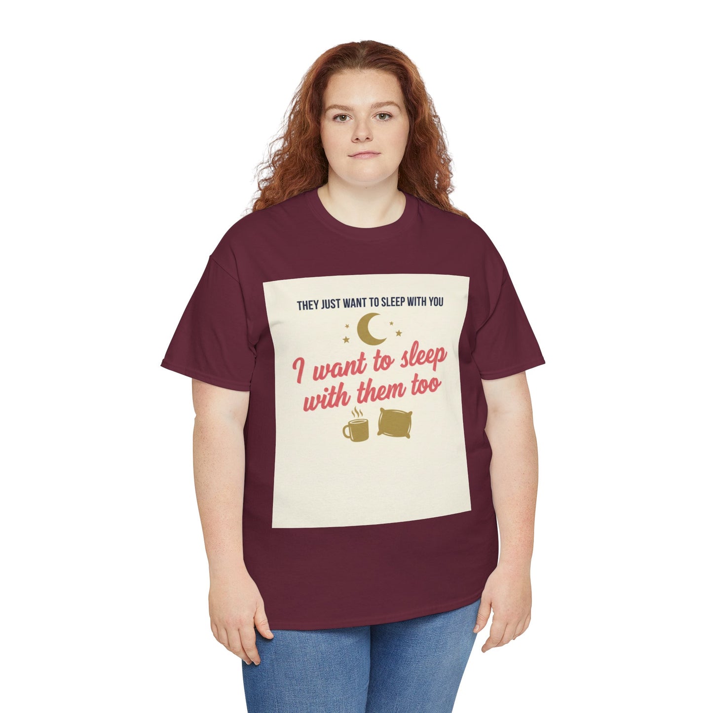 Sleepy Cats T-Shirt — "I Want to Sleep with Them Too" Cute Nighttime Pet Tee