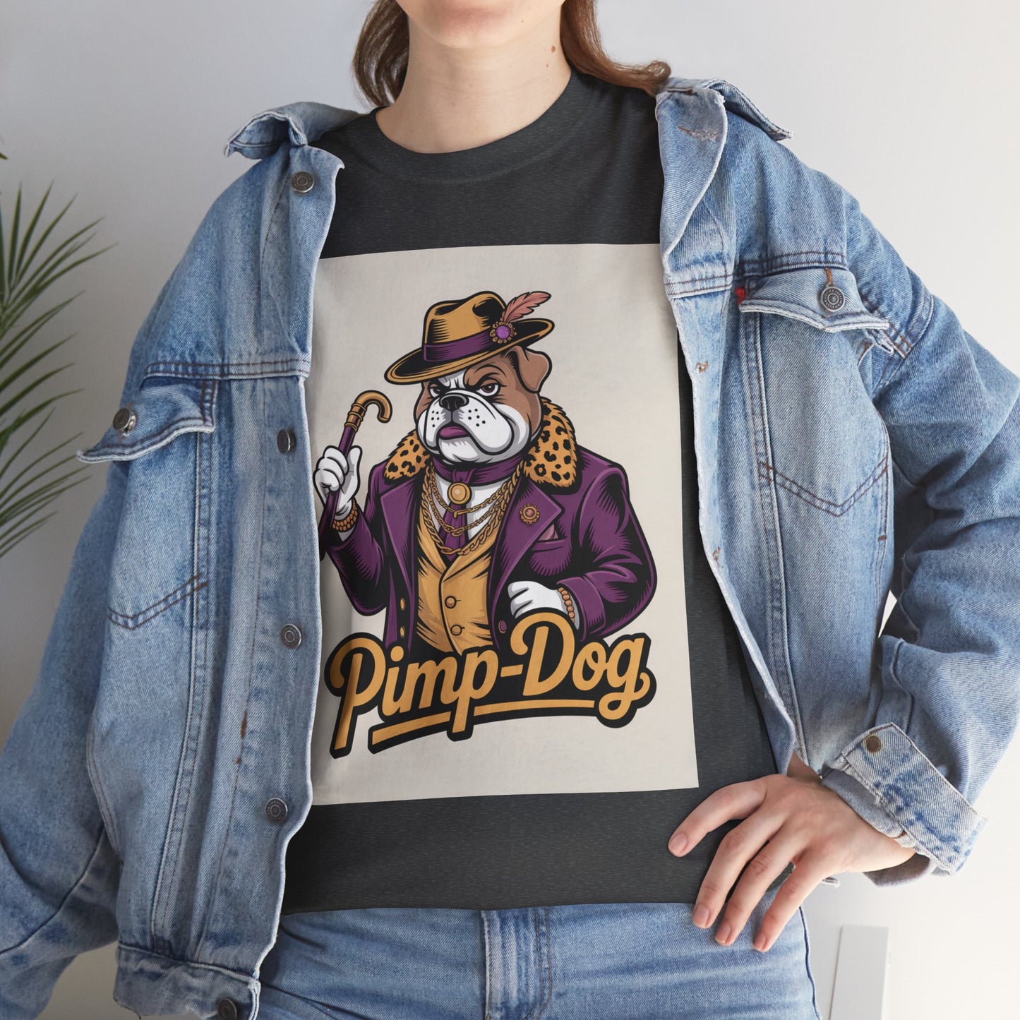 Pimp-Dog Graphic Tee — Retro Bulldog Character Shirt Printify