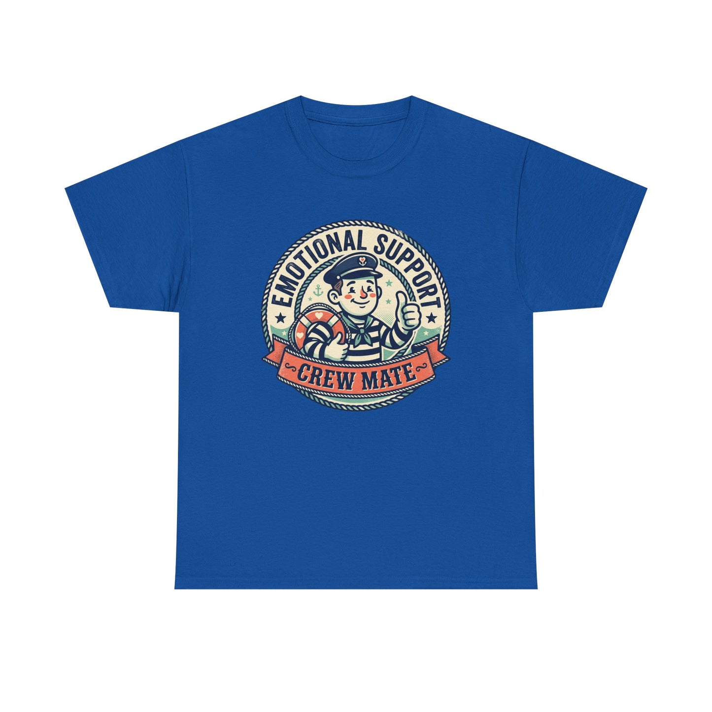 Emotional Support Crew Mate T‑Shirt — Retro Nautical Crewmate Tee Printify