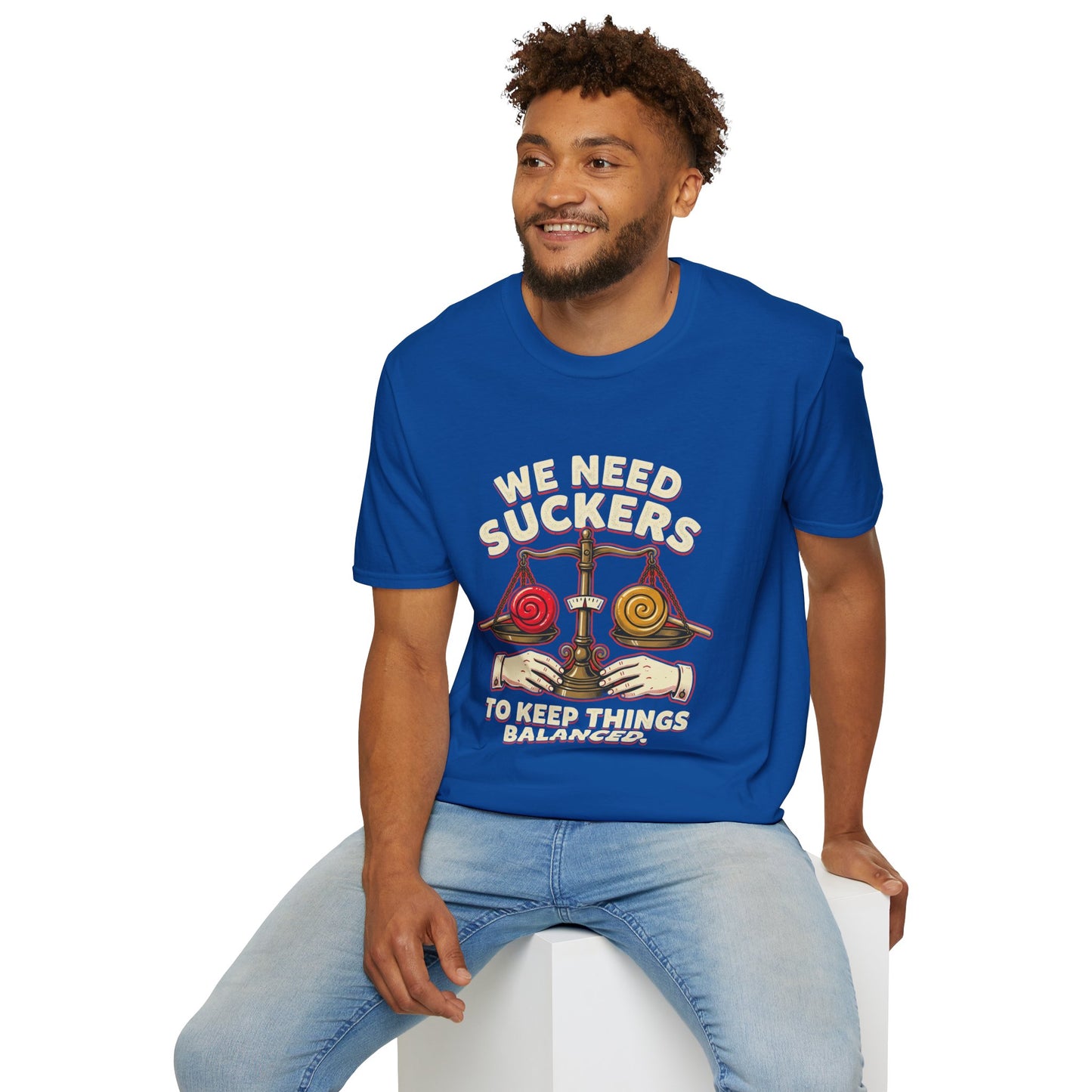 "We Need Suckers to Keep Things Balanced" Retro Candy Scale Tee