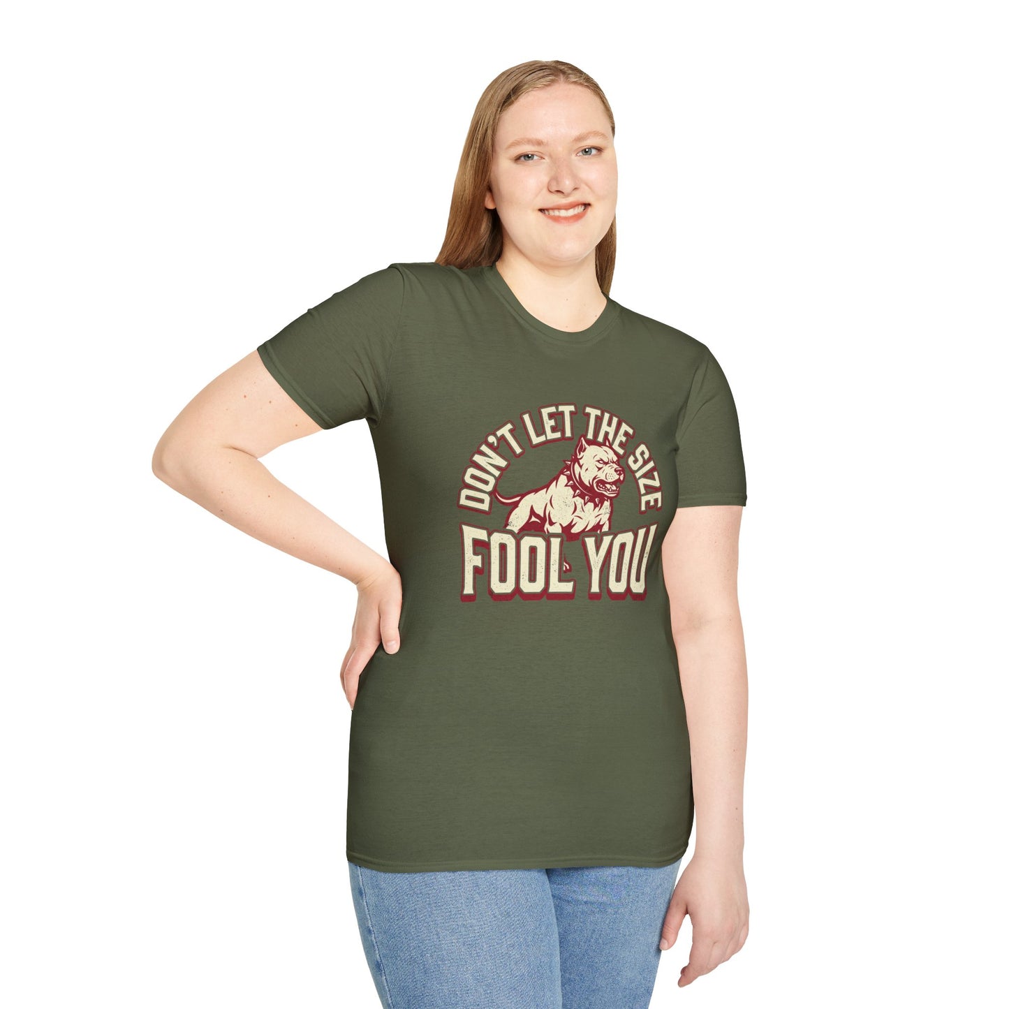 "Don’t Let The Size Fool You" Vintage Dog Tee-Pitbull Graphic T-Shirt