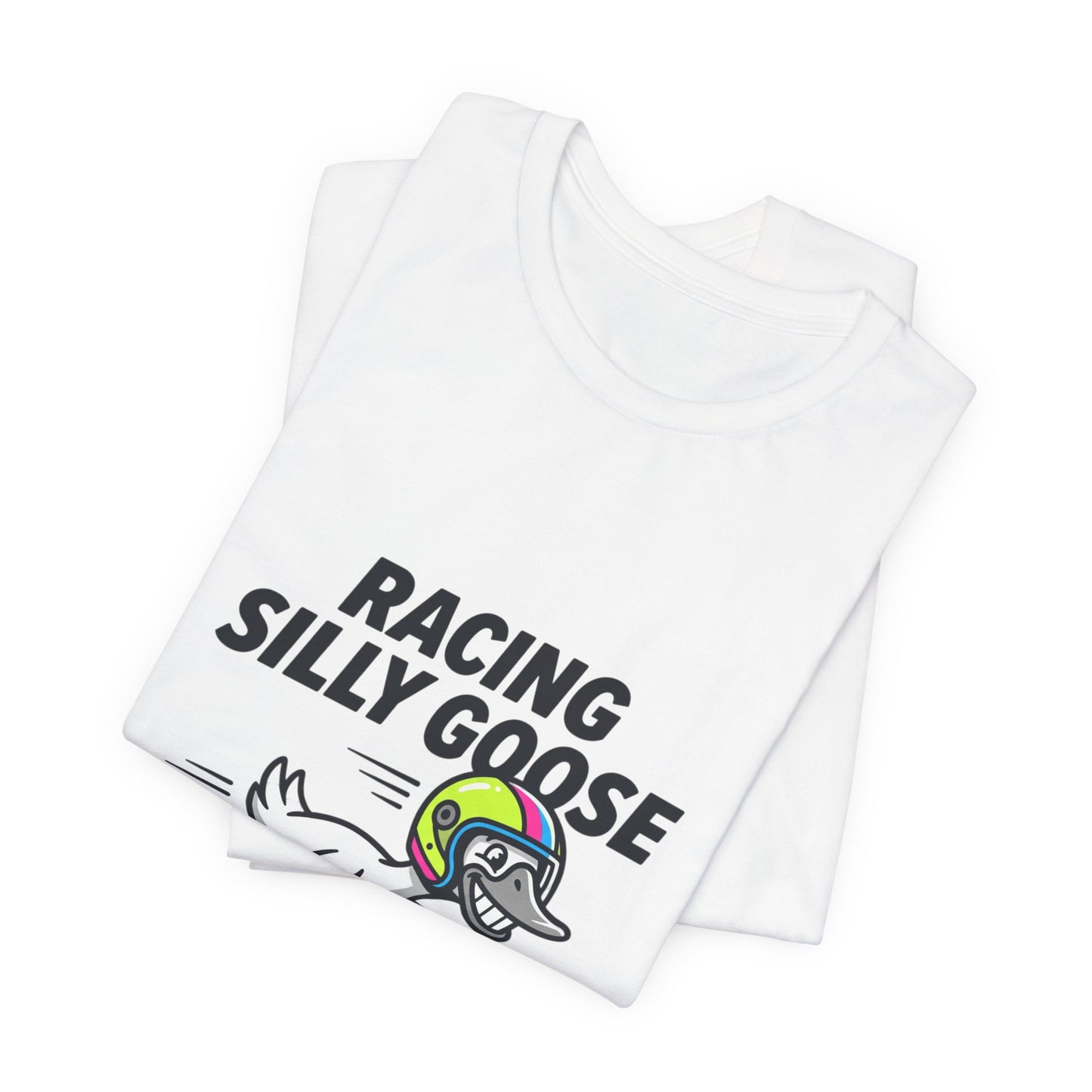 Racing Silly Goose Tee | motorsport parody, checkered race day humor