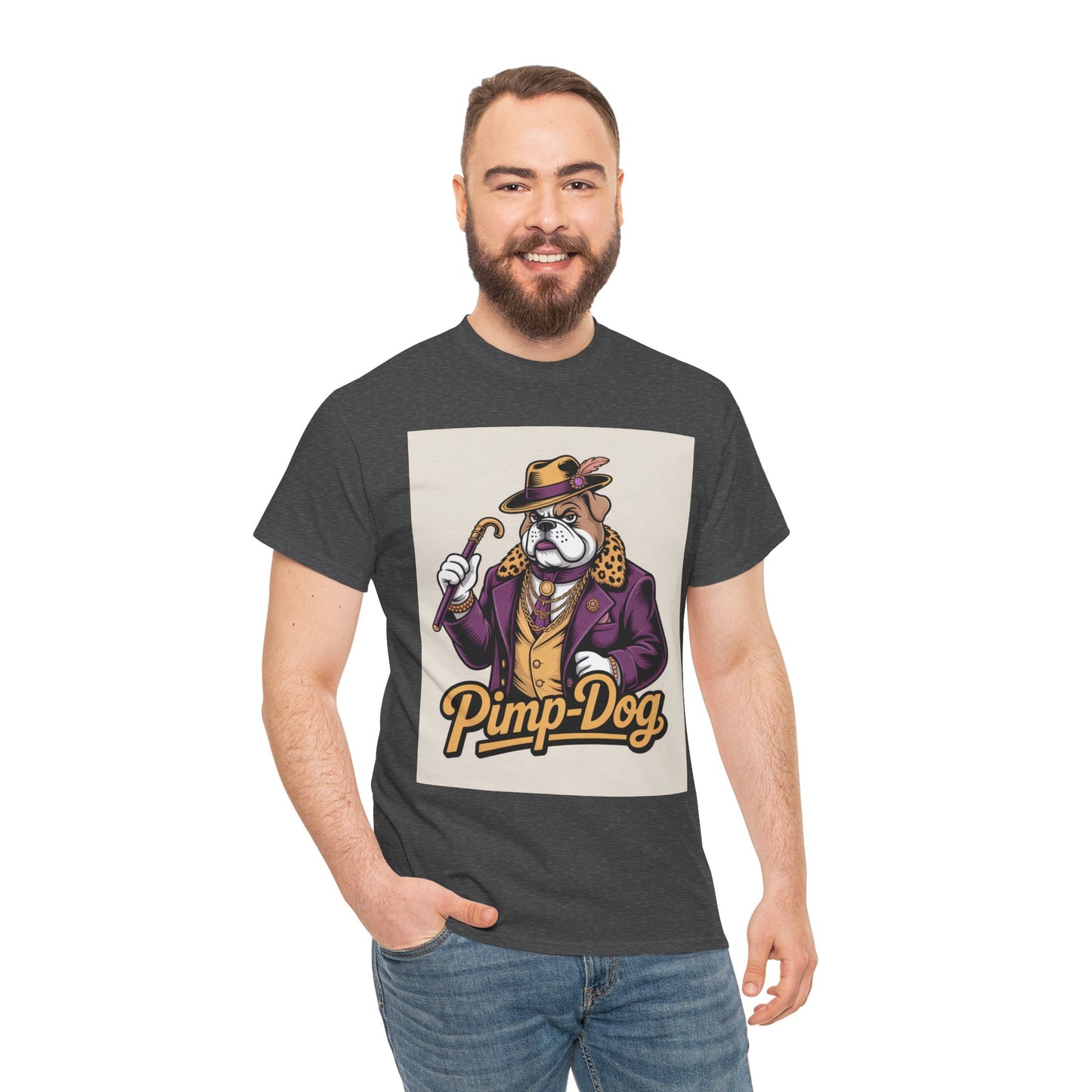 Pimp-Dog Graphic Tee — Retro Bulldog Character Shirt Printify