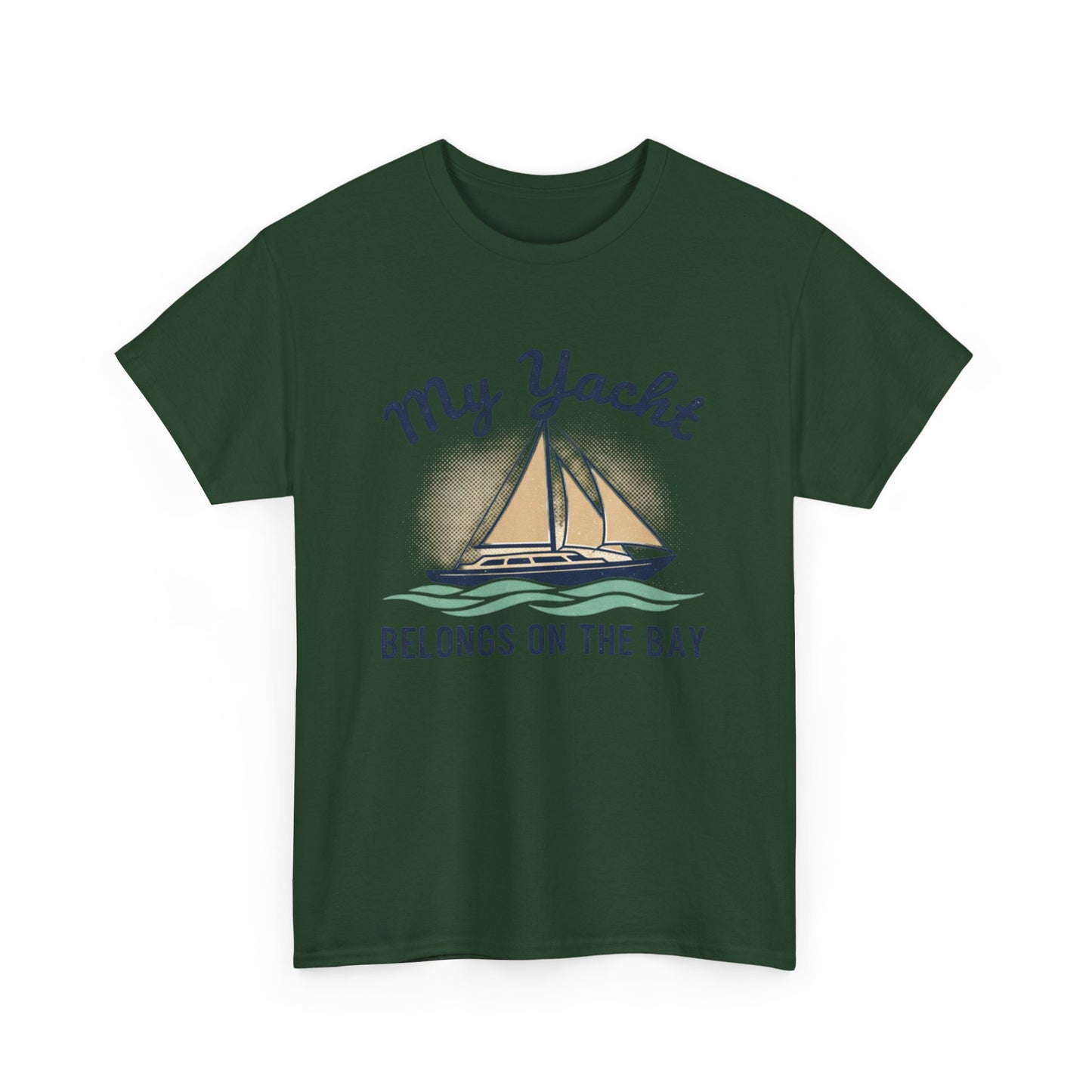 Sailboat Graphic Tee - "My Yacht Belongs on the Bay" Casual Nautical T-Shirt