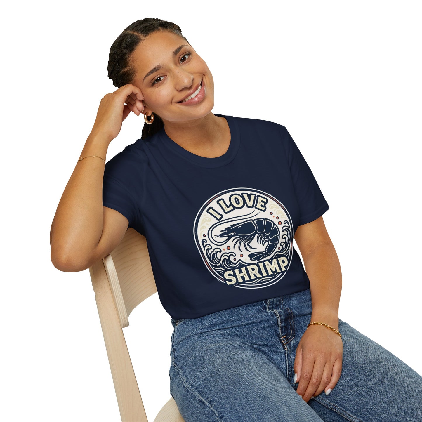 I Love Shrimp T-Shirt — Retro Seafood Crew Tee