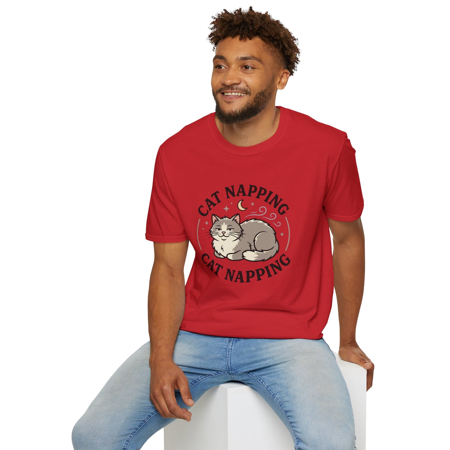 Cat Napping T-Shirt — Cute Sleeping Cat Graphic Tee for Cat Lovers