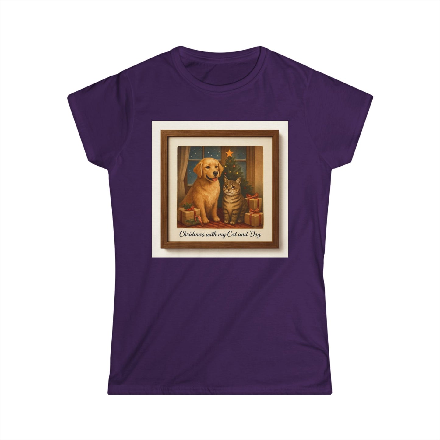 Christmas With My Cat and Dog Tee — Women's Holiday Dog & Cat T-Shirt