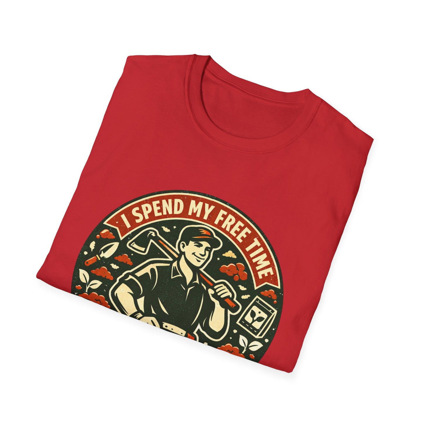 Gardener T-Shirt — “I Spend My Free Time With Hoes & Dirt Bags” Retro Gardening Tee