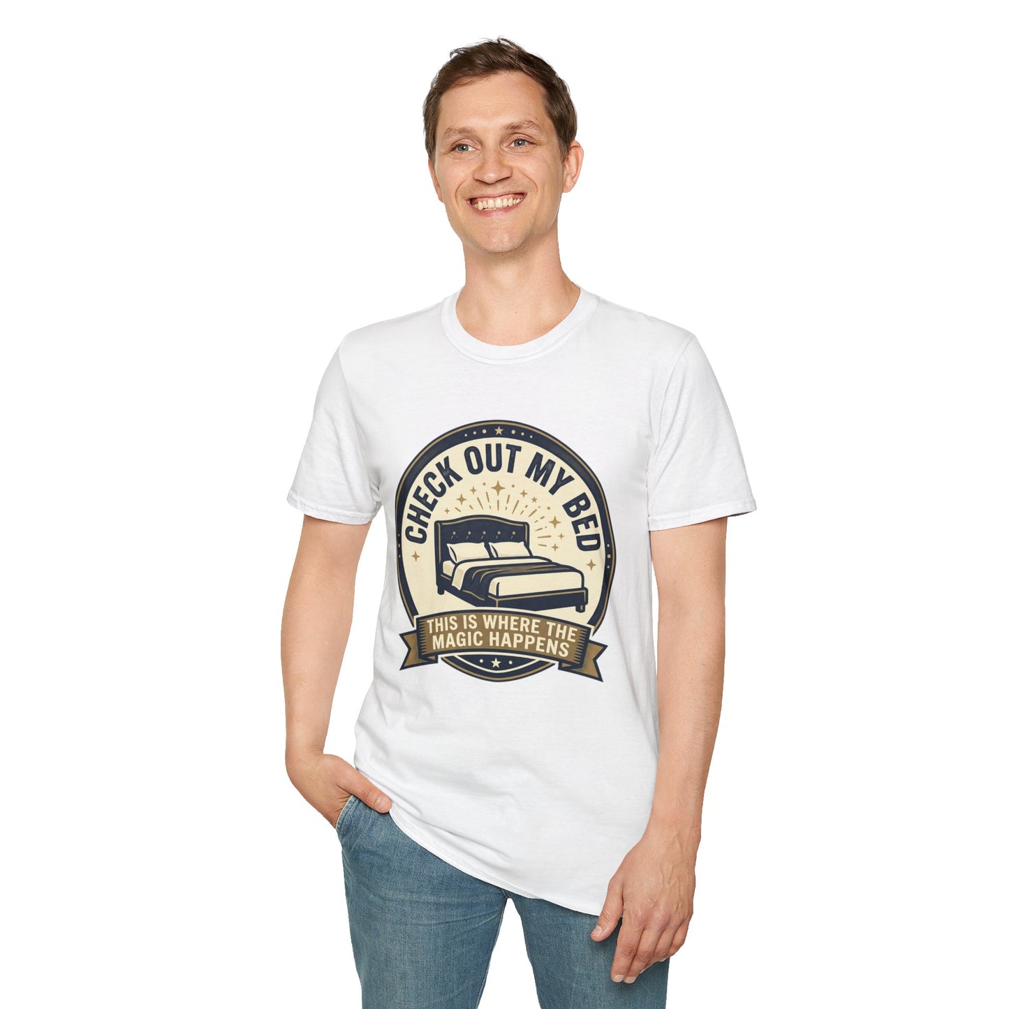 Check Out My Bed T-Shirt – “This Is Where The Magic Happens” Vintage Graphic Tee