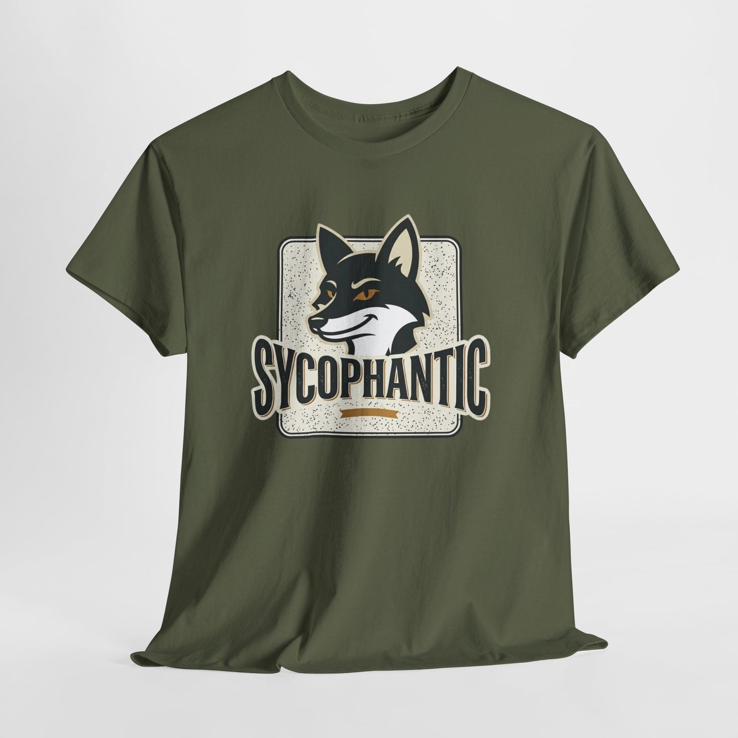 Sycophantic Fox Graphic Tee — Retro Animal Logo T-Shirt