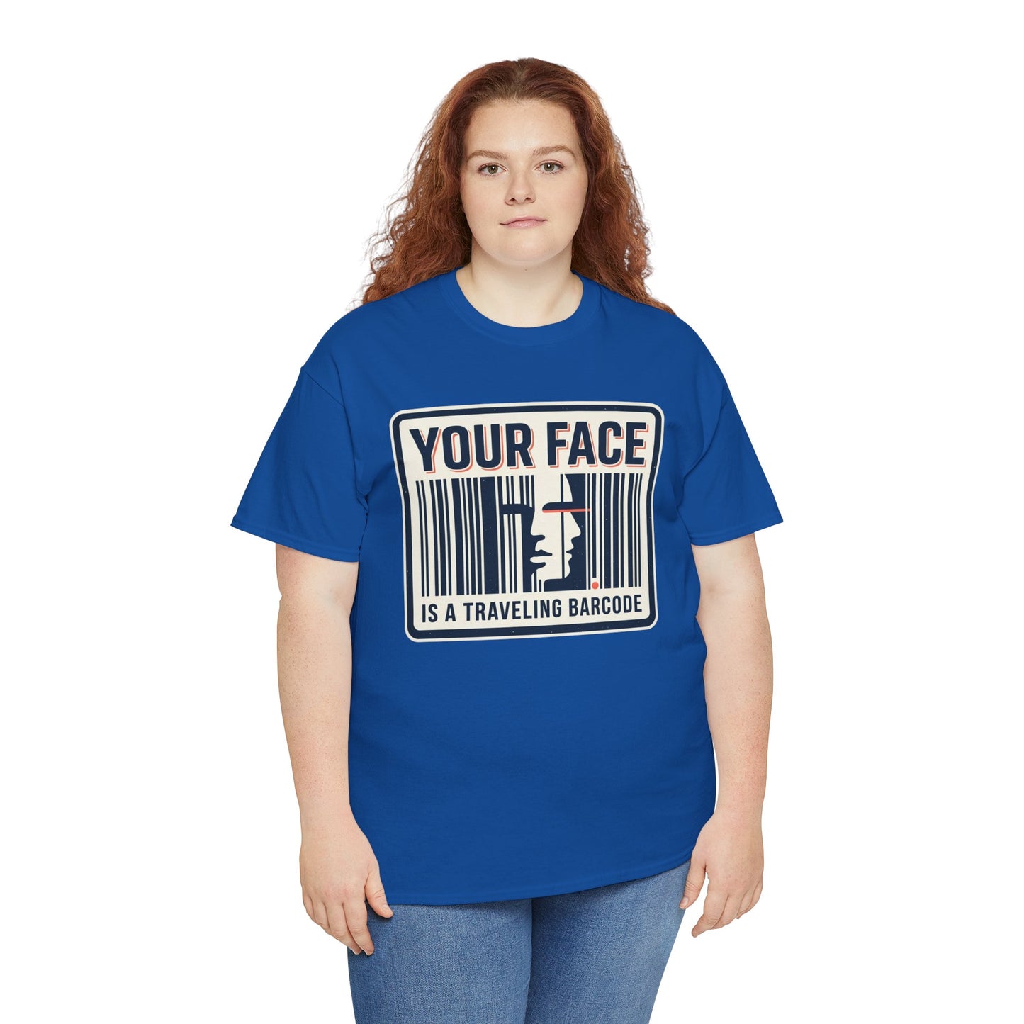 "Your Face Is a Traveling Barcode" Graphic Tee