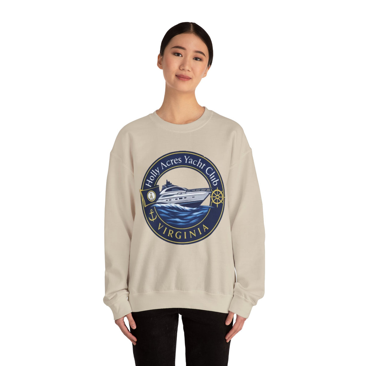 Virginia Yacht Club Crewneck Sweatshirt — "Holly Acres Yacht Club" Nautical Logo