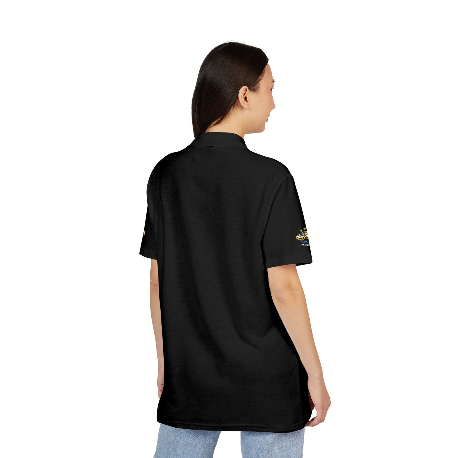 DMVBOA Embroidered Crest Polo Shirt — Classic Black Club Logo Printify