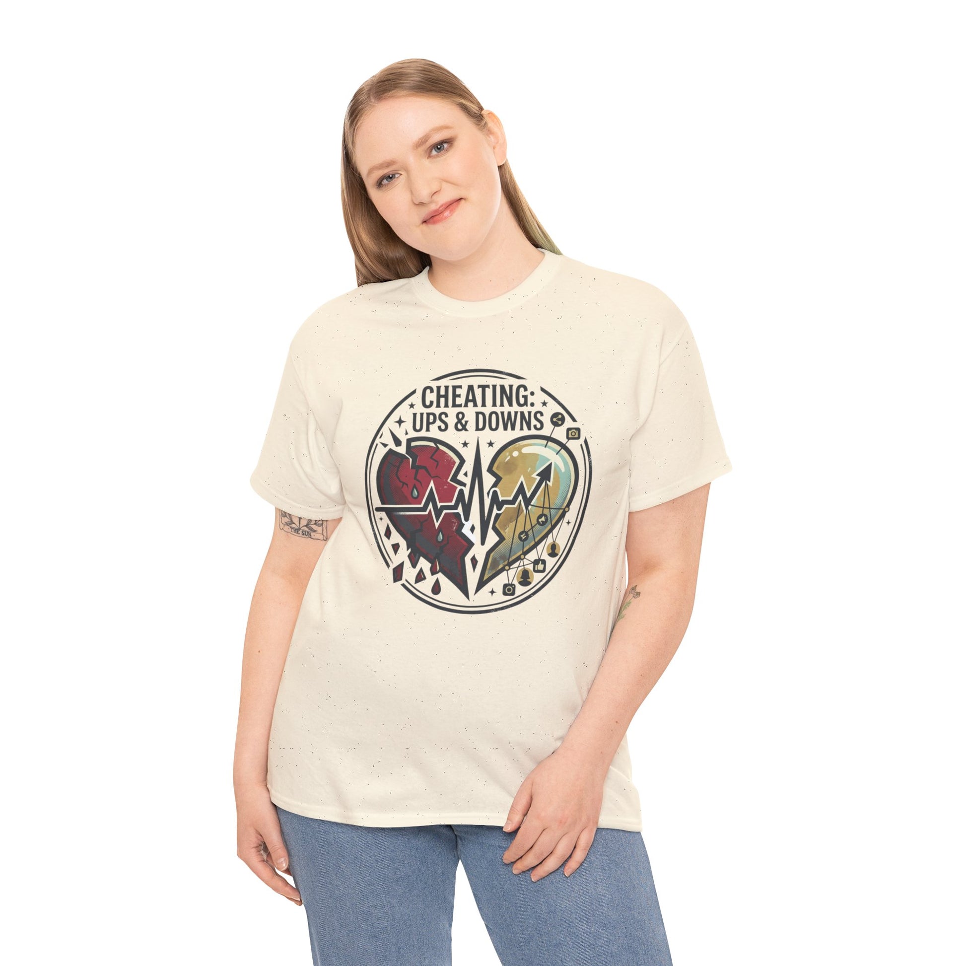 Cheating: Ups & Downs Broken Heart Graphic Tee Printify