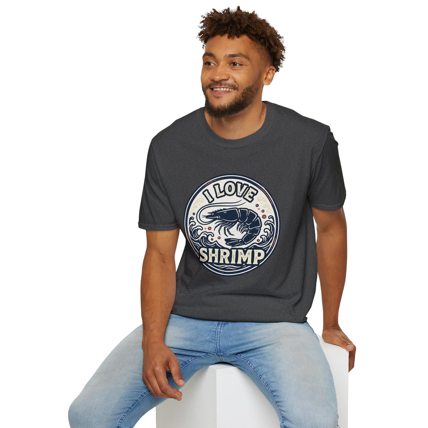 I Love Shrimp T-Shirt — Retro Seafood Crew Tee