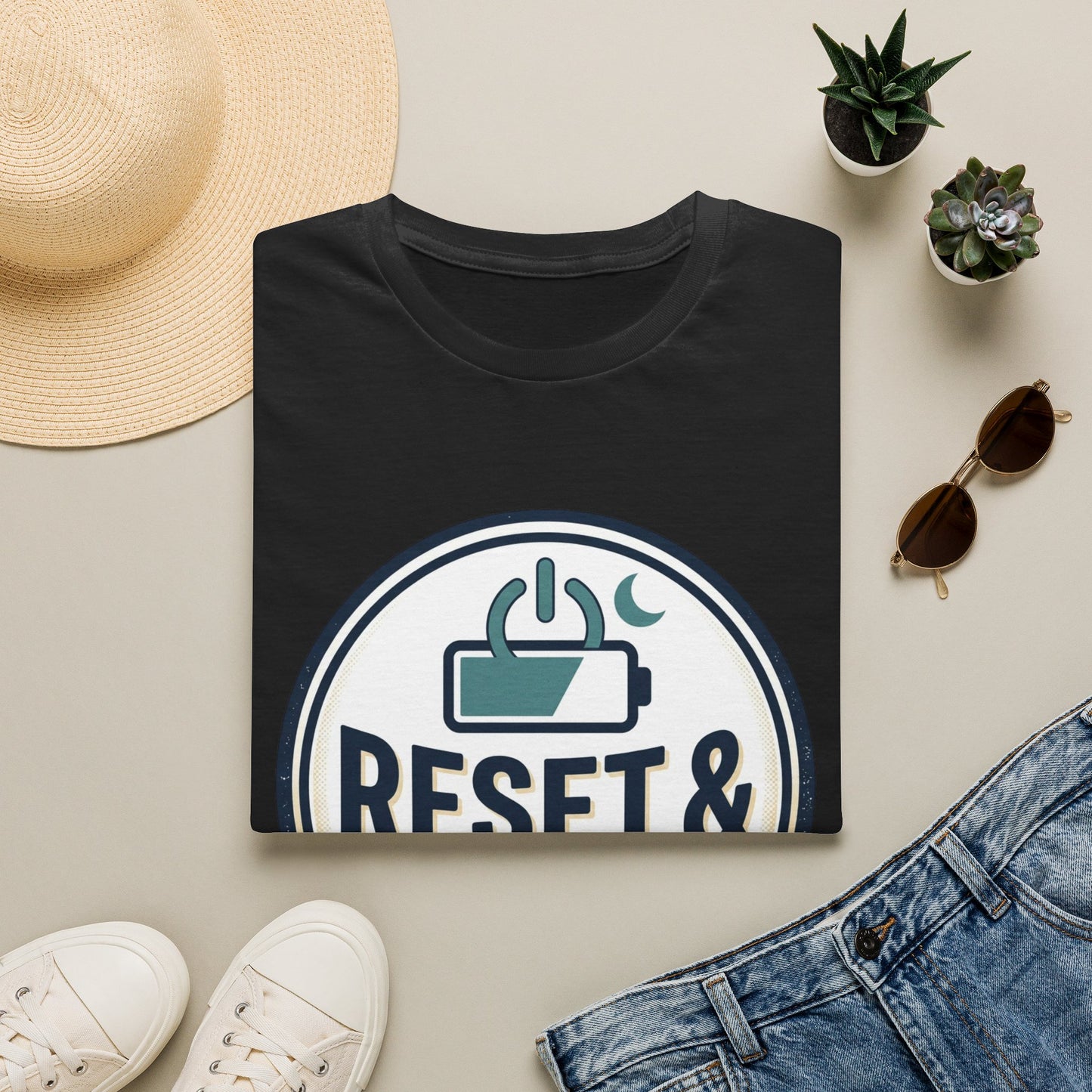 Reset & Recharge T-Shirt — Self-Care Relaxation Graphic Tee