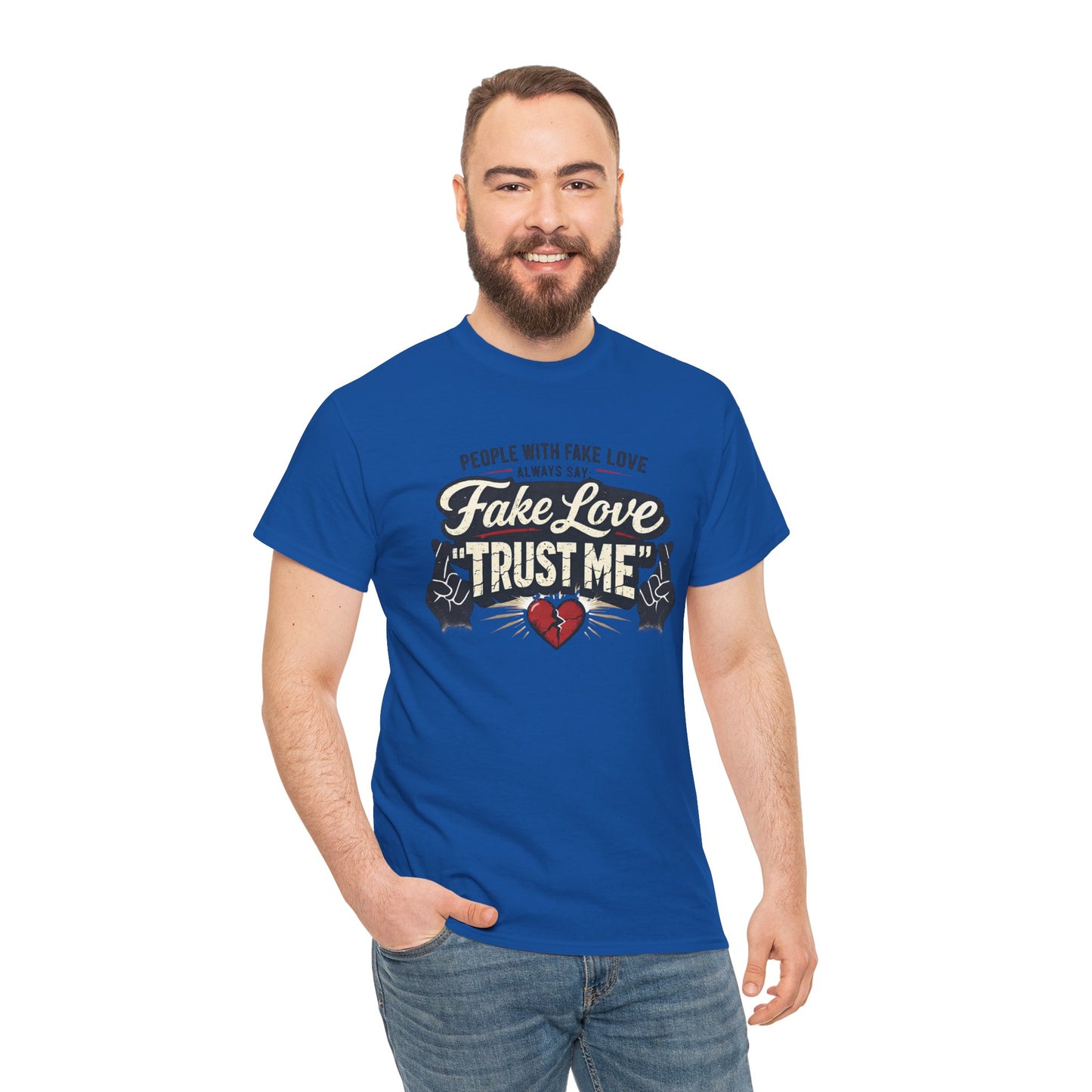 Fake Love Trust Me T-Shirt – Vintage Tattoo Heart Graphic Tee