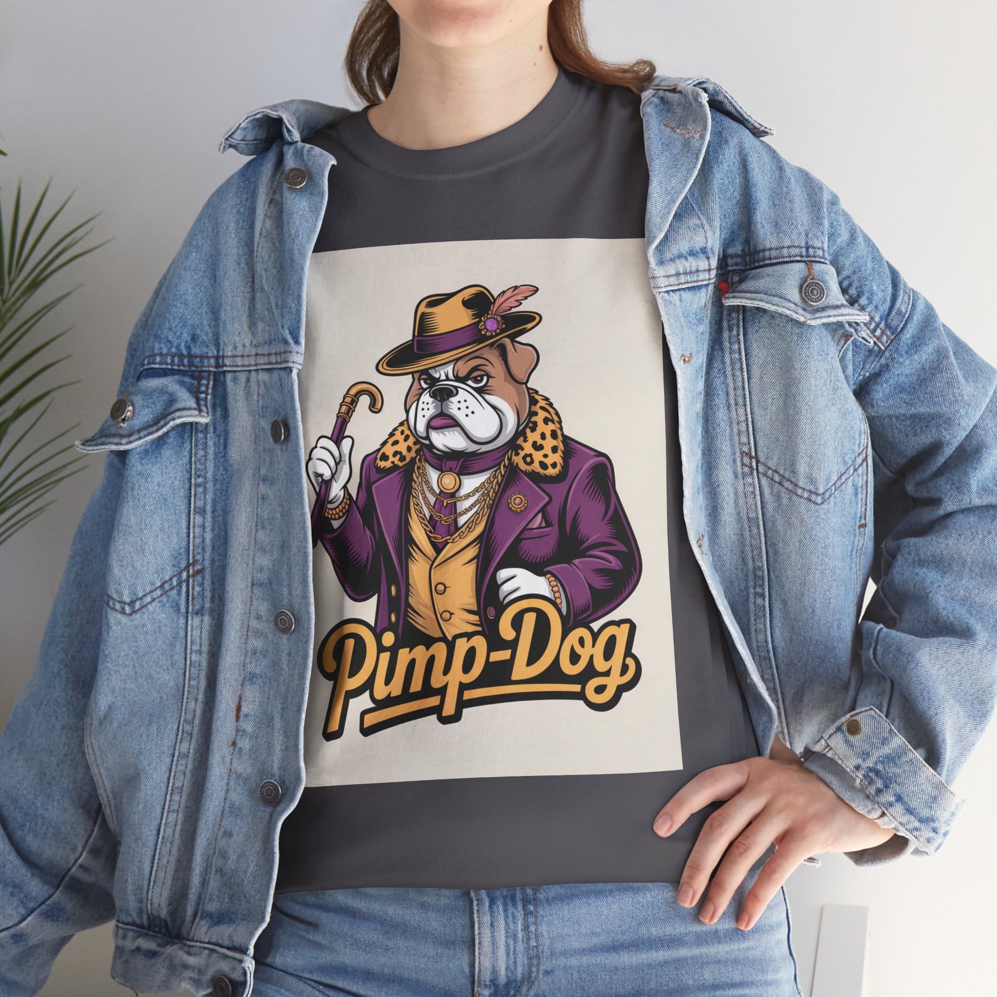 Pimp-Dog Graphic Tee — Retro Bulldog Character Shirt Printify