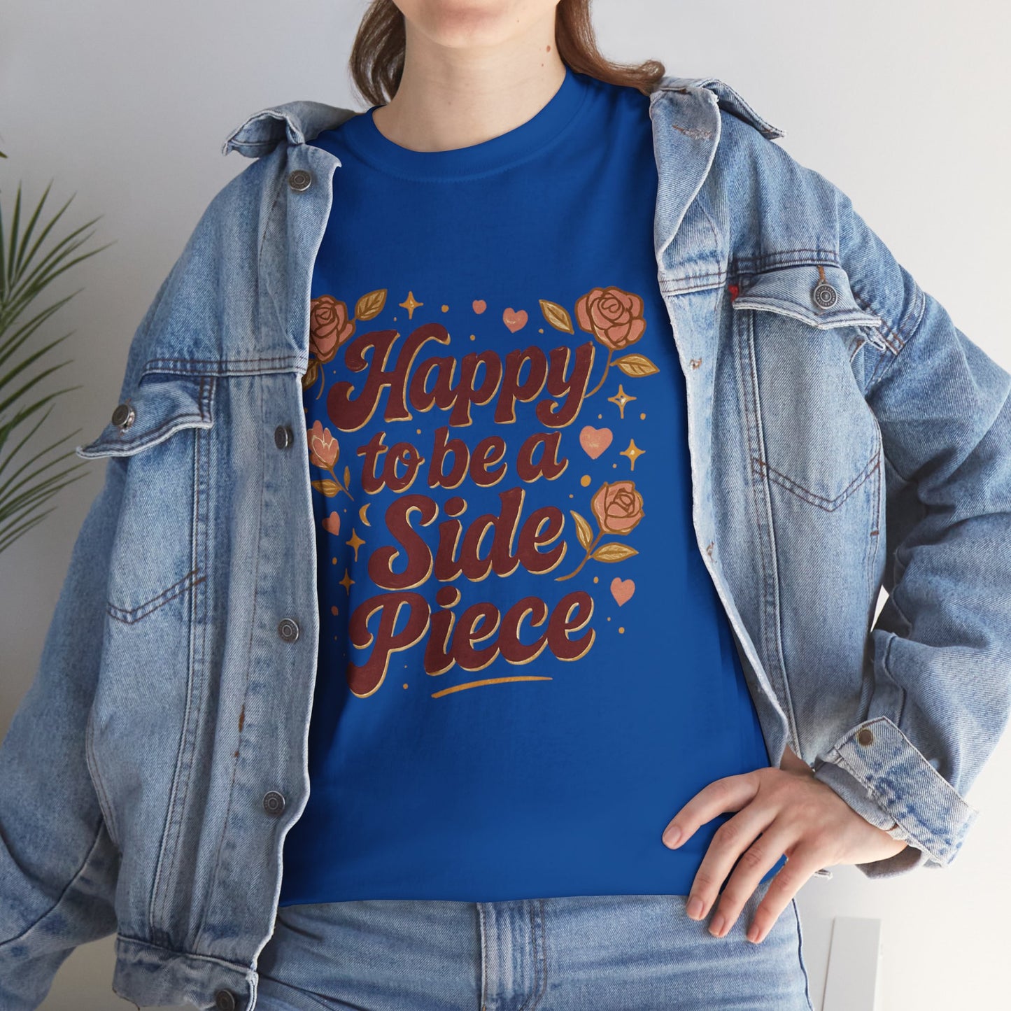 Happy to Be a Side Piece Tee — Retro Floral Statement T-Shirt