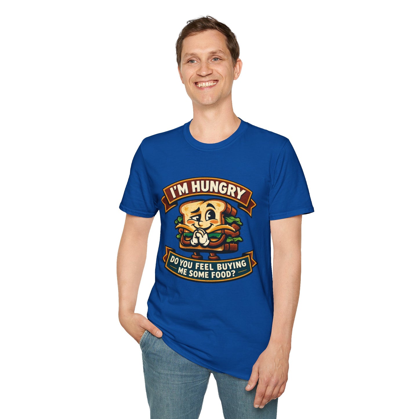I'm Hungry Burger Graphic T-Shirt — "Do You Feel Buying Me Some Food?" Funny Foodie Tee