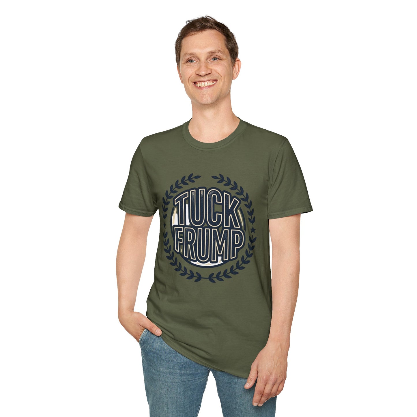 "Tuck Frump" Vintage Laurel Emblem Political Satire Tee