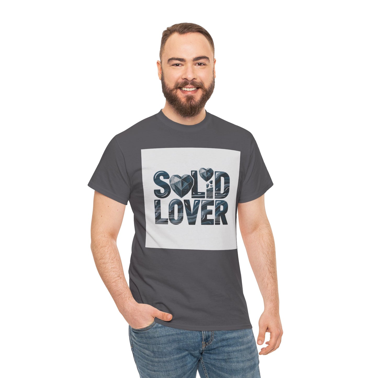 Solid Lover T‑Shirt — Bold Heart Typography Tee for Couples & Romance