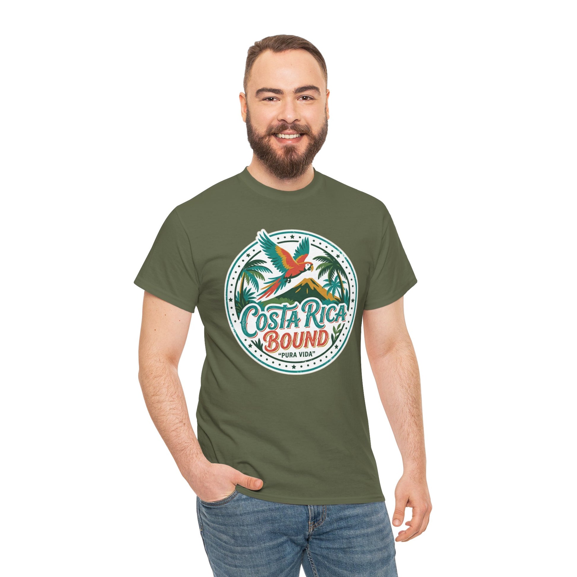 Costa Rica Bound T-Shirt — Tropical Parrot Travel Tee Printify