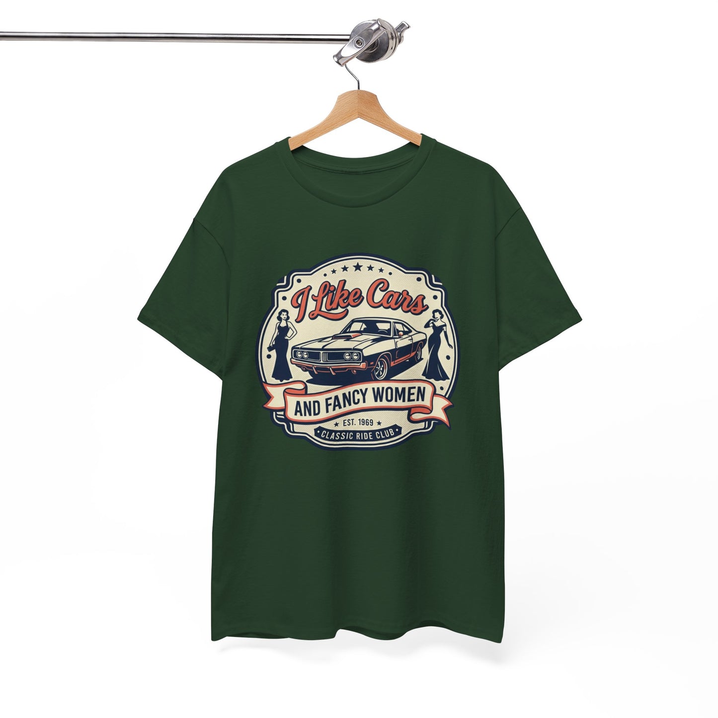 “I Like Cars and Fancy Women” Vintage Auto Graphic Shirt - Classic Car Tee