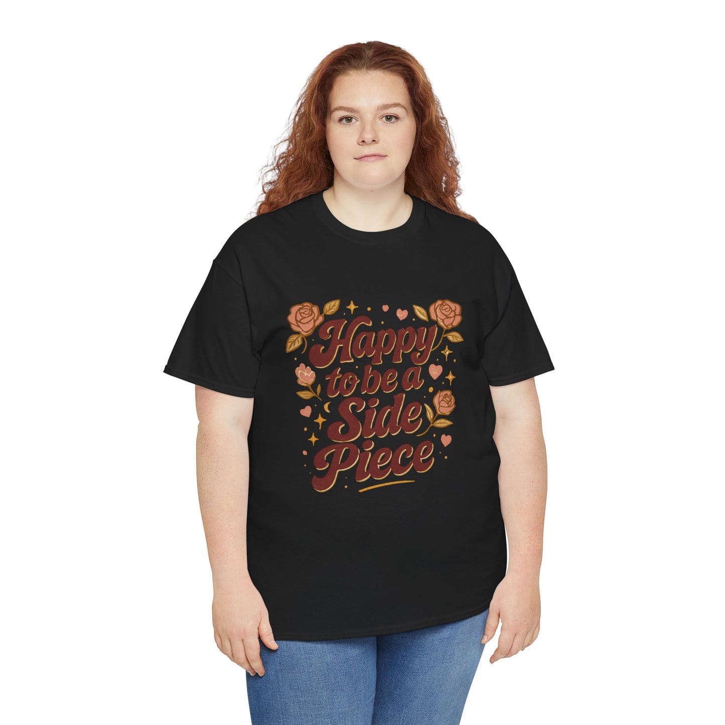 Happy to Be a Side Piece Tee — Retro Floral Statement T-Shirt