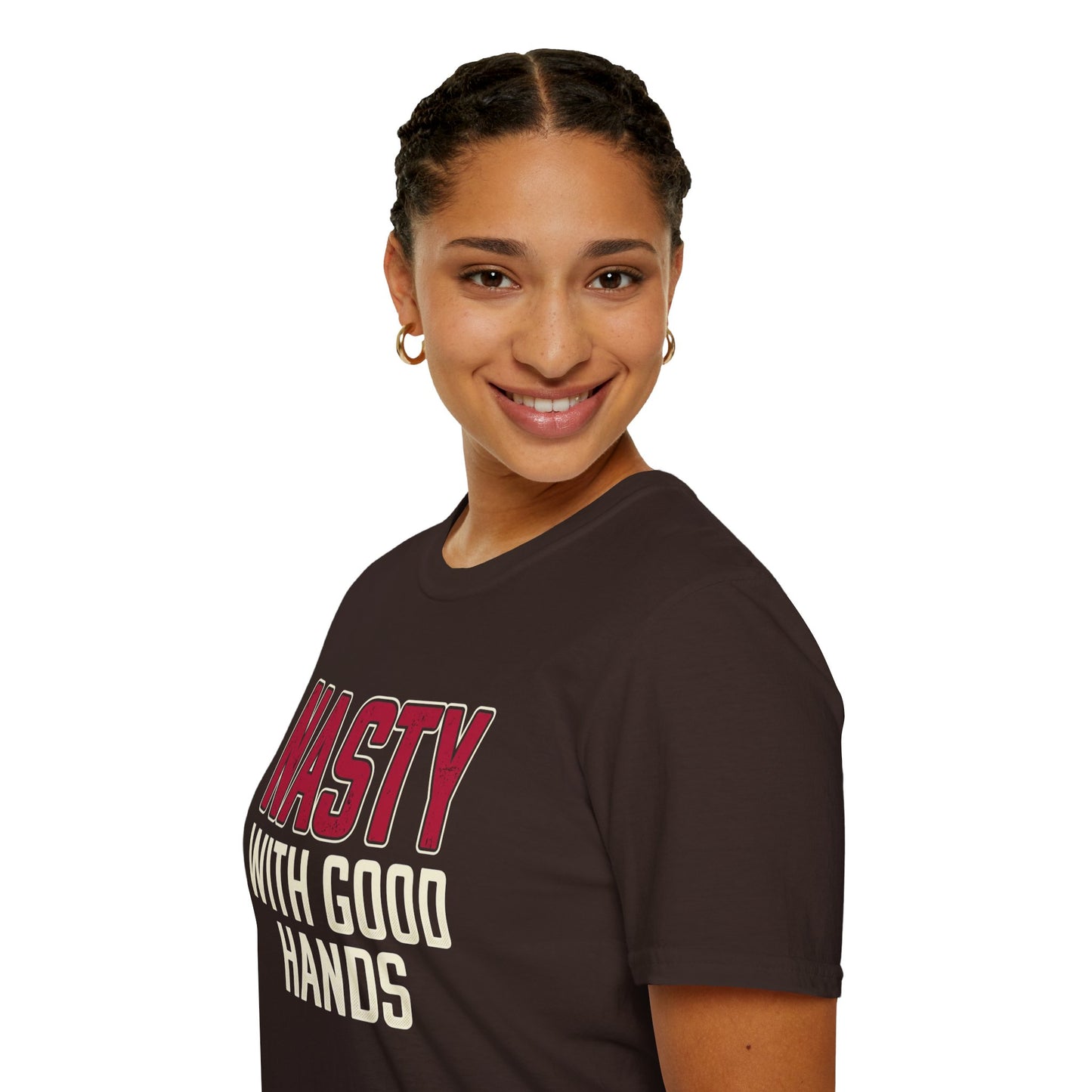 "NASTY With Good Hands" Bold Lettering Graphic Tee