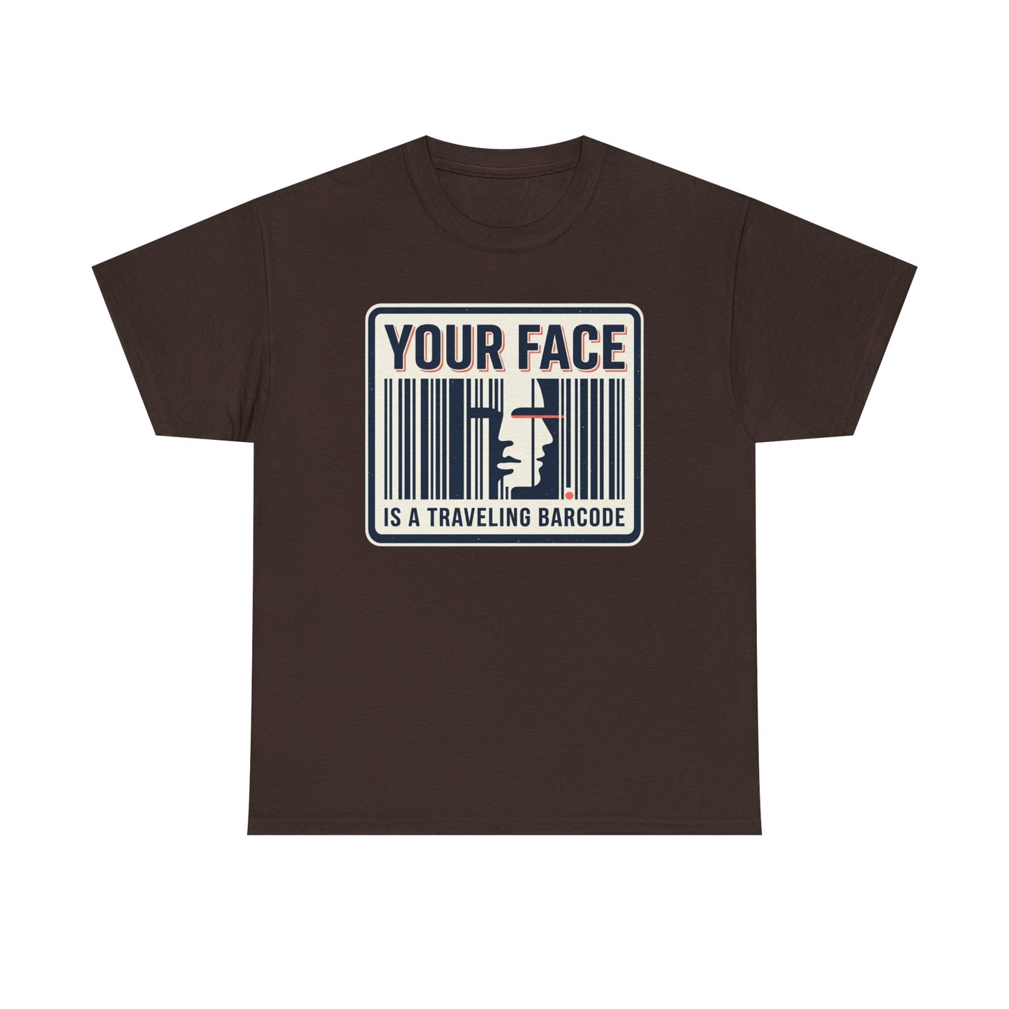 "Your Face Is a Traveling Barcode" Graphic Tee