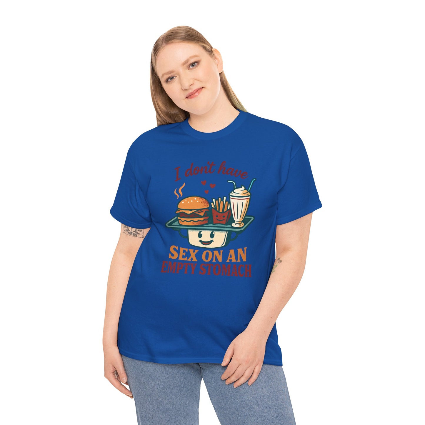 "I Don't Have Sex on an Empty Stomach" Burger & Milkshake Funny T-Shirt