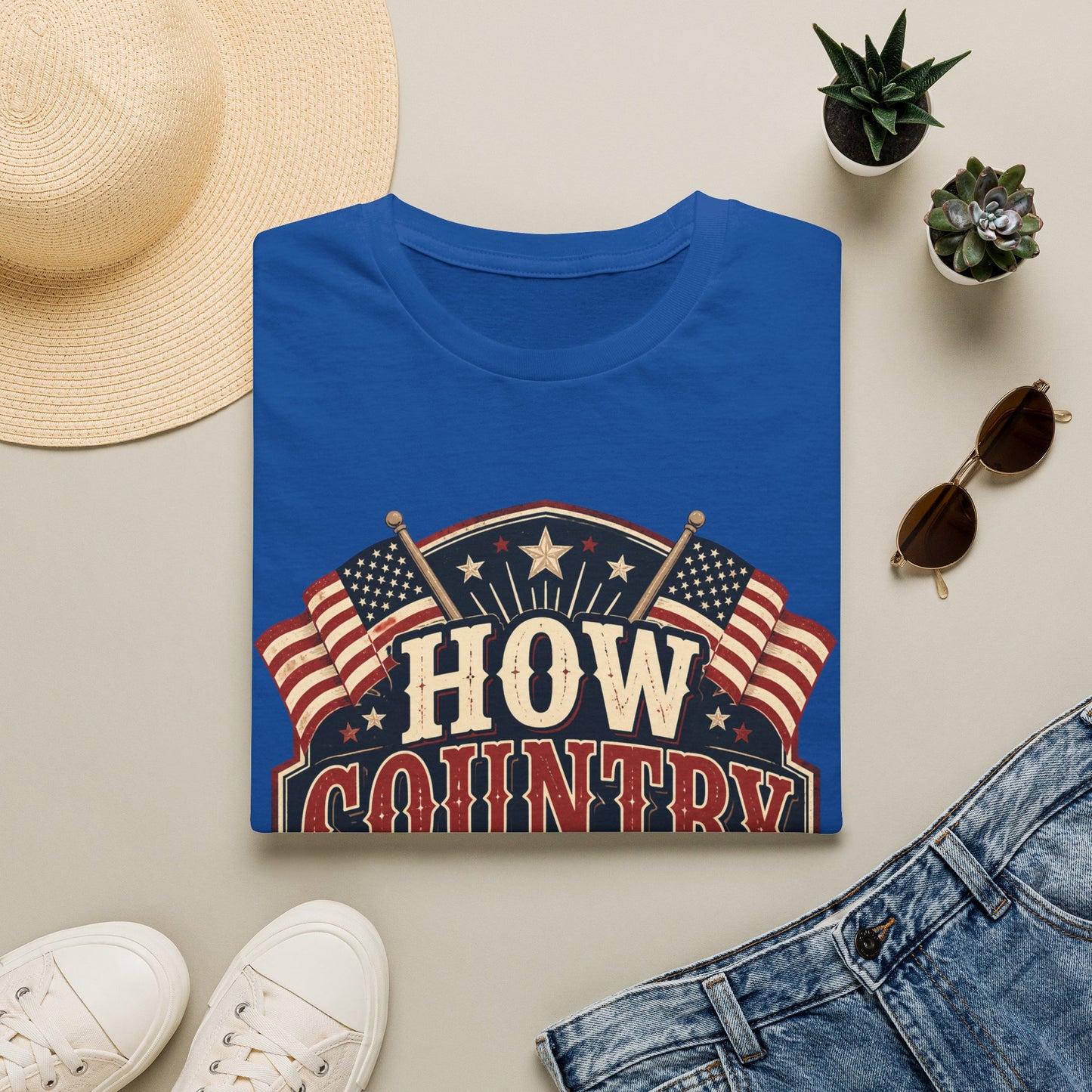How Country Are You? T-Shirt — Vintage American Flag Country Graphic Tee