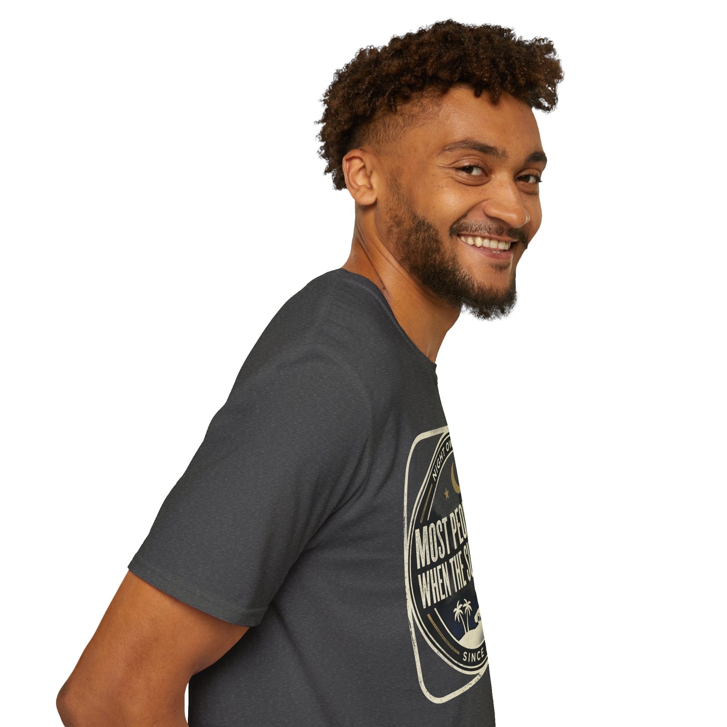 “Most People Cheat When The Sun Goes Down” Vintage Graphic Tee-Night Owl T-Shirt