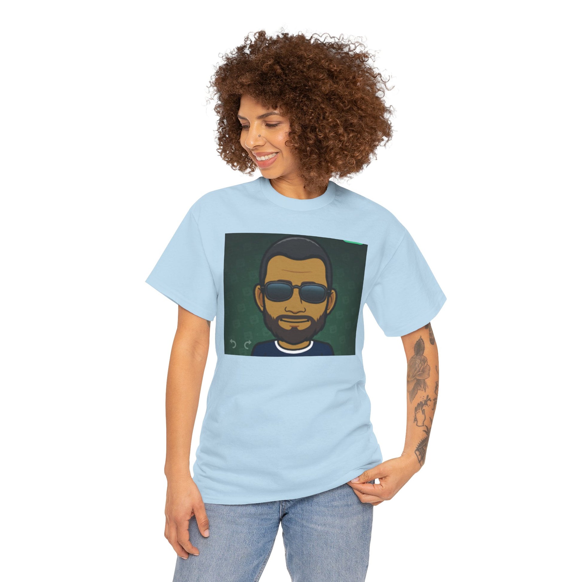 Bitmoji Portrait Tee — Cool Sunglasses Avatar Graphic T-Shirt Printify