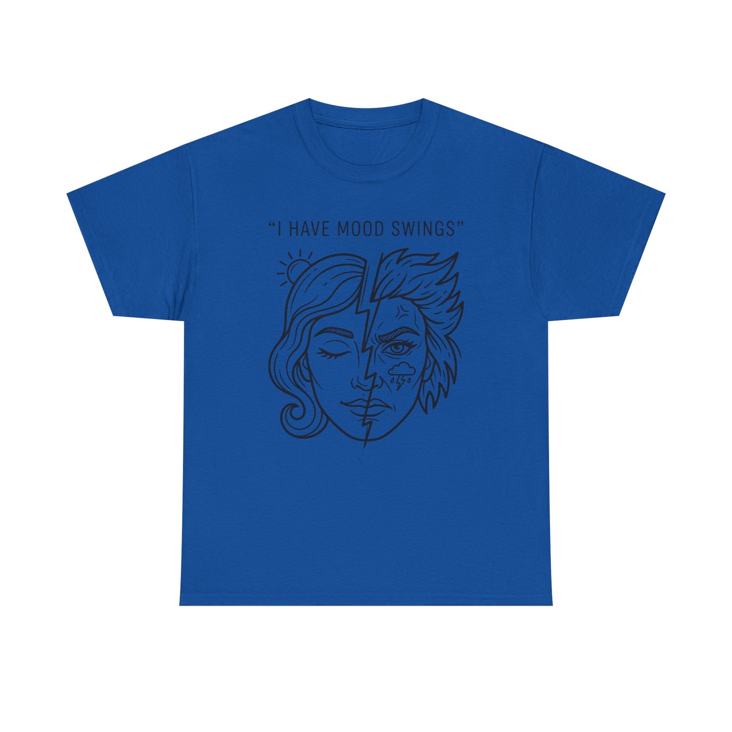 Mood Swings Graphic Tee — Split Face Line Art "I Have Mood Swings" T-Shirt Printify