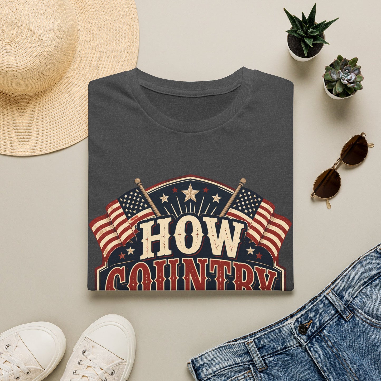 How Country Are You? T-Shirt — Vintage American Flag Country Graphic Tee