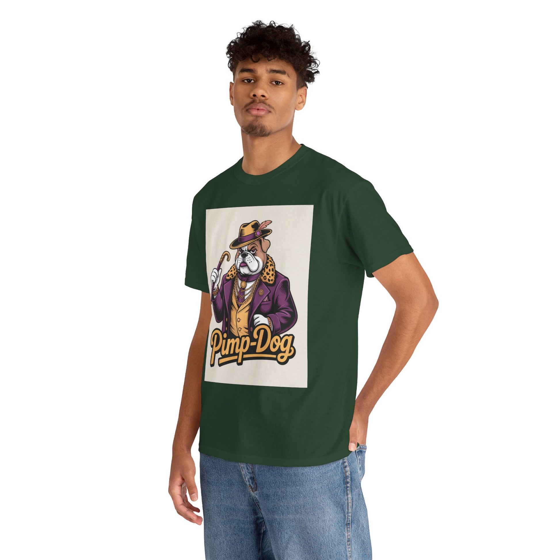 Pimp-Dog Graphic Tee — Retro Bulldog Character Shirt Printify