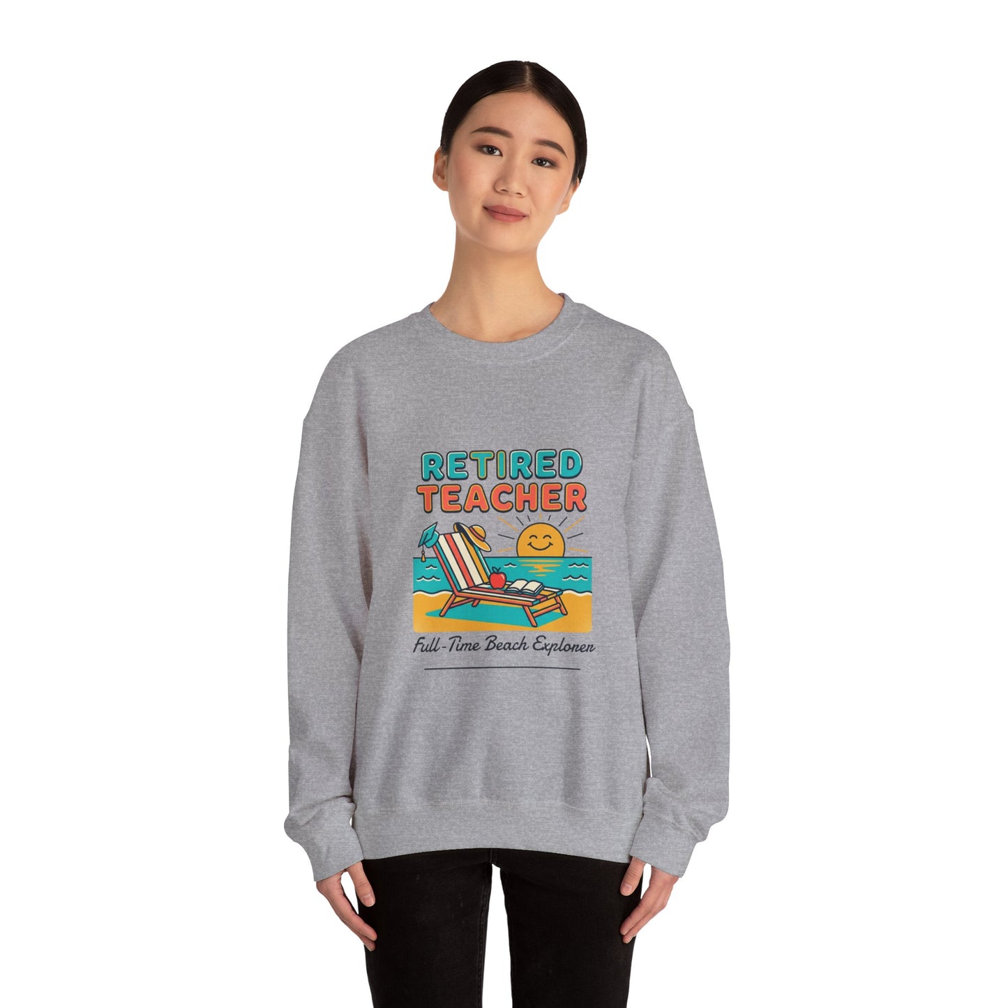 Retired Teacher Crewneck Sweatshirt | Beach Life, Retirement, Personalized Year