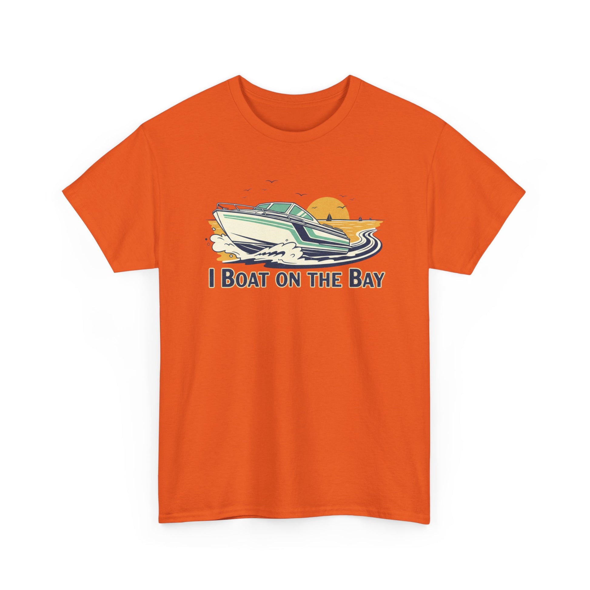 Boat on the Bay T-Shirt — Retro Motorboat Sunset Tee Printify