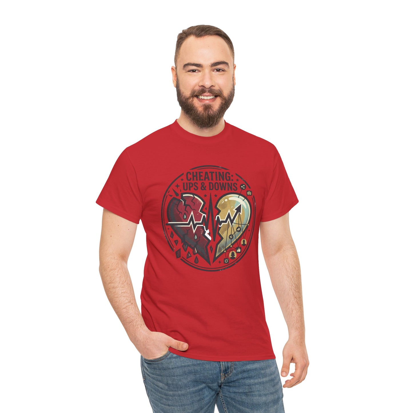Cheating: Ups & Downs Broken Heart Graphic Tee Printify