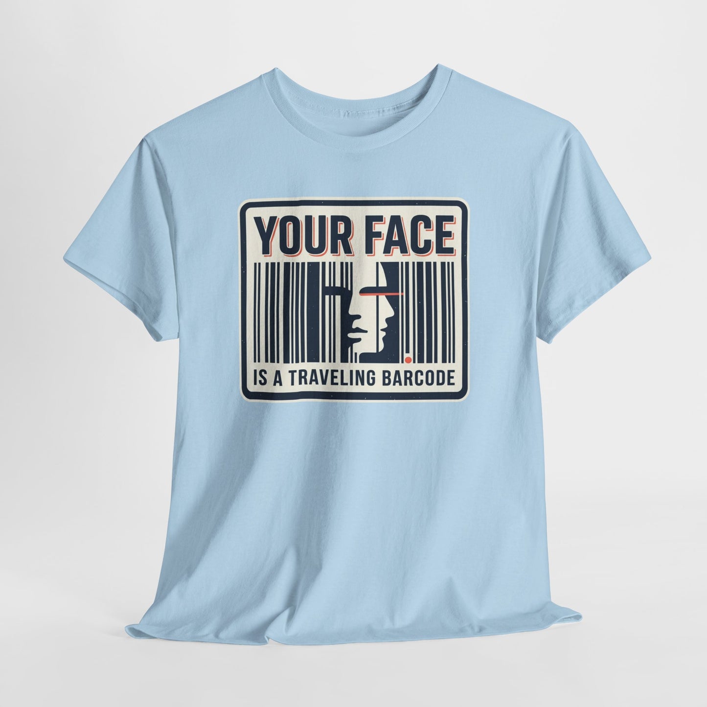 "Your Face Is a Traveling Barcode" Graphic Tee