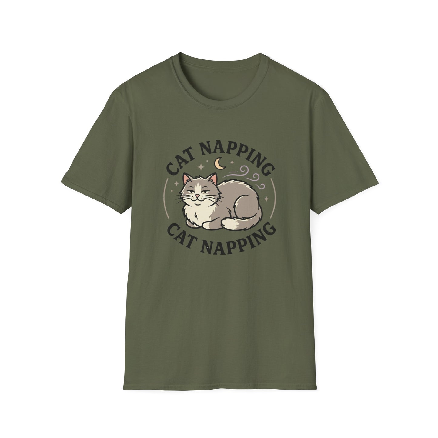 Cat Napping T-Shirt — Cute Sleeping Cat Graphic Tee for Cat Lovers